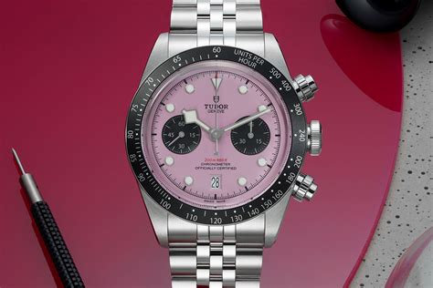 pink dial tudor watch|tudor chronograph black bay.